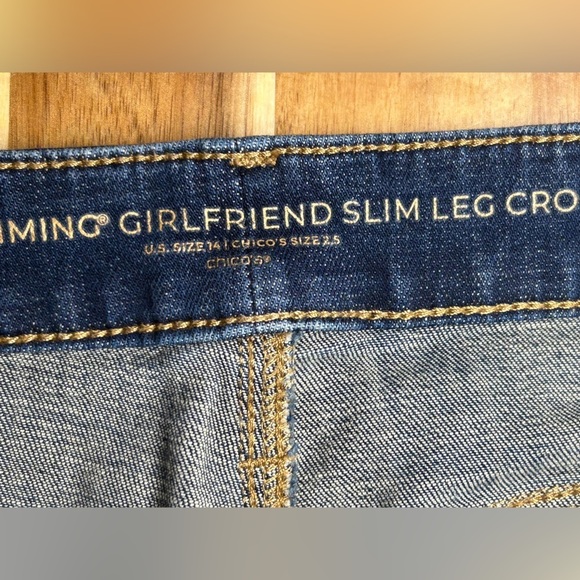 Chicos So Slimming Girlfriend Slim Leg Crop Stretch Med Blue Denim Jeans 2.5 14 - Picture 10 of 11